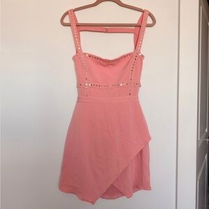 NBD x Haven Size Medium Pink Mini Dress Strappy W/ Silver Grommets Sexy Club
